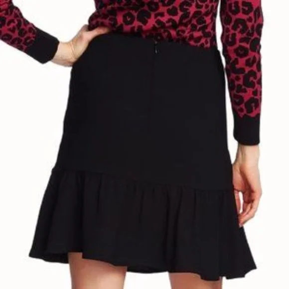 NWT CeCe Black Asymmetric Ruffle Skirt Size 4 - Picture 3 of 3